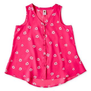 Total Girl Button Front Top   Girls 7 16 and Plus, Pink, Girls