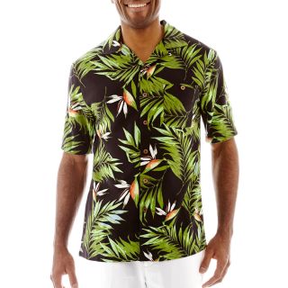 Island Shores Short Sleeve Silk Floral Shirt, Black, Mens