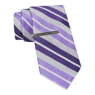 JF J.Ferrar JF J. Ferrar Boom Stripe Tie, Purple, Mens