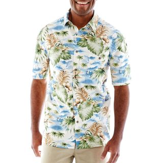 Island Shores Short Sleeve Button Front Shirt, Tan, Mens