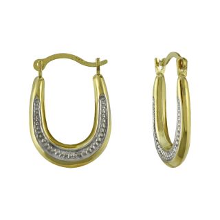 Small Oval Two Tone Hoop Earrings 10K Gold, Womens