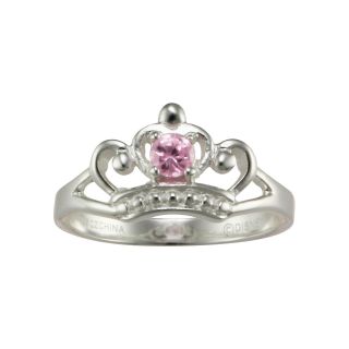 Disney Girls Pink Cubic Zirconia Princess Crown Ring, Girls