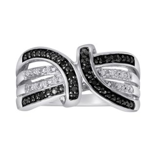 1/10 CT. T.W. White & Color Enhanced Black Diamond Ring, Womens