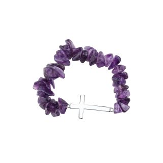 Bridge Jewelry Purple Stone Cross Stretch Bracelet