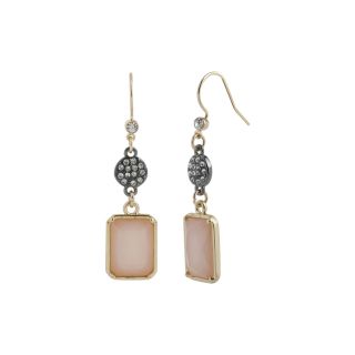 Worthington Gold Tone Pink Stone & Crystal Drop Earrings