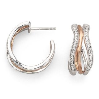 Diamond Free Form Earrings 1/4 CT. T.W., Two Tone, Womens