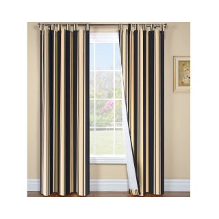 Weathermate Broadstripe Tab Top Thermal Cotton Curtain Panel Pair, Black