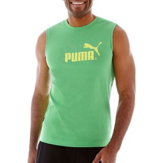 Puma Logo Muscle Tank, Green, Mens