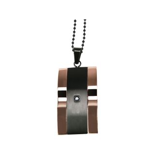 Mens Two Tone Stainless Steel & Cubic Zirconia Pendant, Two Tone