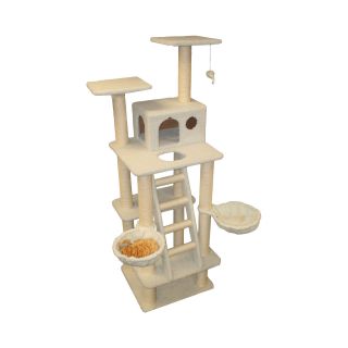 Majestic Pet 72 Bungalow Cat Tree with Stairs, Cream