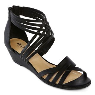 A.N.A Fran Wedge Sandals, Black, Womens