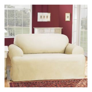 Sure Fit Cotton Duck T Cushion Loveseat Slipcovers, Natural