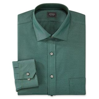 Arrow Wrinkle Free Heritage Twill Dress Shirt, Green, Mens