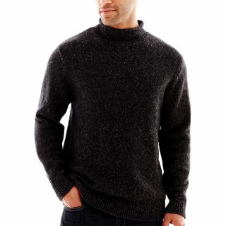 CLAIBORNE Marled Roll Neck Sweater, Black, Mens