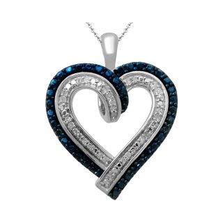 Genuine & Irradiated Blue Diamond Accent Heart Pendant, Womens