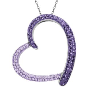 Purple & Blue Crystal Floating Heart Pendant, Womens