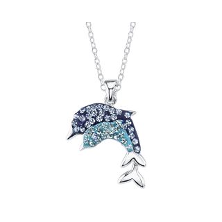 Bridge Jewelry Light Blue Sapphire & Aqua Crystal Dolphin Pendant