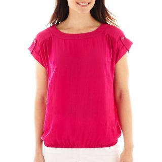 A.N.A Short Sleeve Banded Bottom Top, Pink