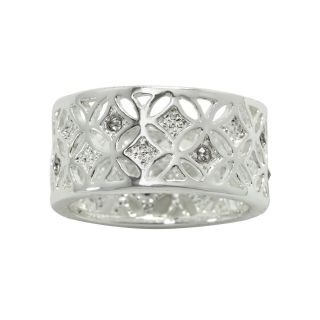 Bridge Jewelry Clear Crystal Filigree Silver Tone Ring