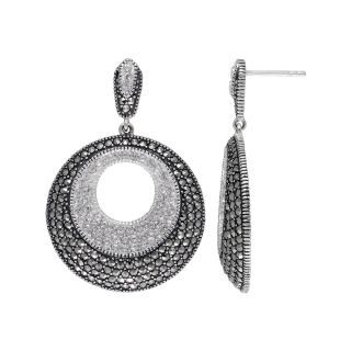 Marcasite & Crystal Oval Dangle Earrings, Womens