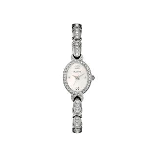 Bulova Womens White Mother of Pearl Crystal Accent Watch