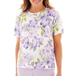 Alfred Dunner Provence Short Sleeve Floral Print Sweater, Womens