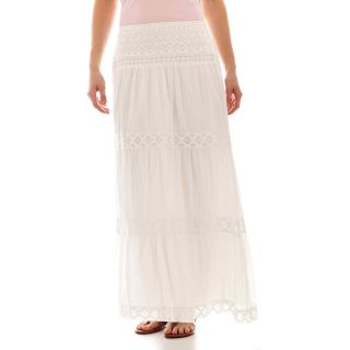 St. Johns Bay St. John s Bay Crochet Long Skirt, White