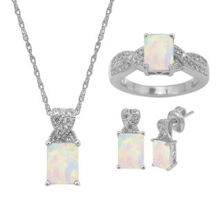 Lab Created Opal & White Sapphire 3 pc. Octagon Jewelry Set, Womens