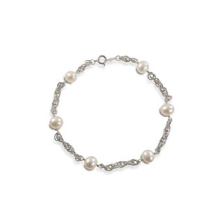 6 6.5mm Cultured Freshwater Pearl Chain Bracelet, Womens