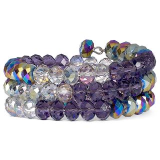 Purple Glass Bead Coil Bracelet, Pink