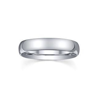 4mm Silver Domed Mens Wedding Ring, White
