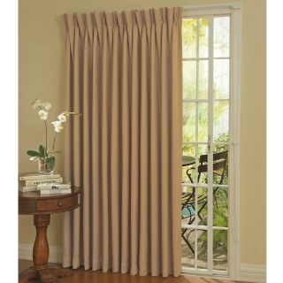 Eclipse Back Tab/Pinch Pleat Thermal Blackout Patio Door Curtain Panel, Wheat