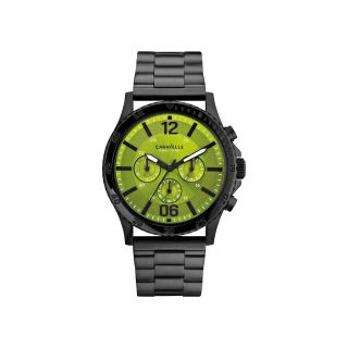 Caravelle New York Mens Green Round Dial & Black Bracelet Chronograph Watch