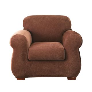 Sure Fit Stretch Piqué 3 pc. Chair Slipcover, Chocolate (Brown)