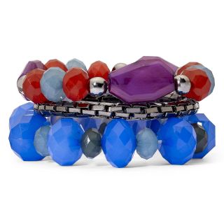 Hematite Mesh & Multicolor Bead 3 pc. Stretch Bracelets