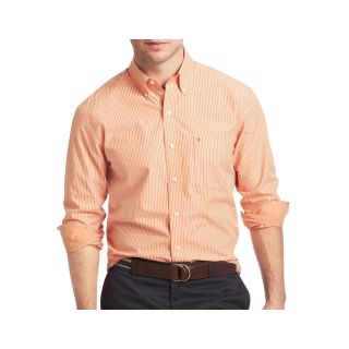 Izod Striped Woven Shirt, Orange, Mens