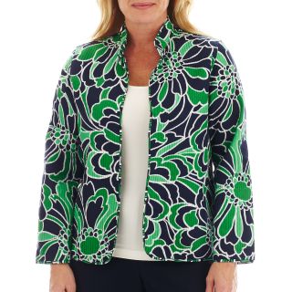 Alfred Dunner Greenwich Circle Graphic Floral Print Quilt Jacket   Plus, Womens
