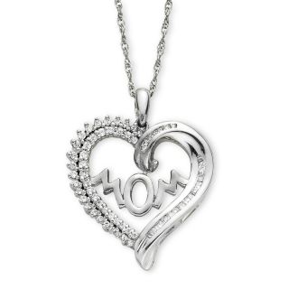 1/4 CT. T.W. Diamond Mom Heart Pendant, Womens