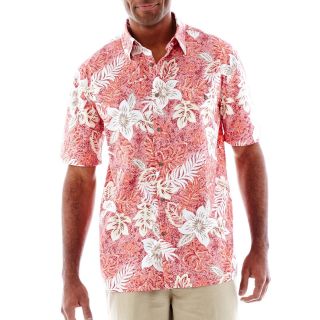 Island Shores Short Sleeve Button Front Shirt, Red, Mens