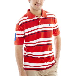 U.S. Polo Assn. Striped Piqué Polo, Red, Mens