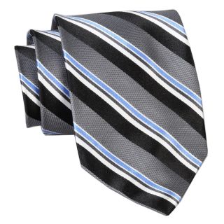 Stafford Country Stripe Silk Tie, Black, Mens