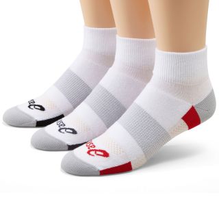 Asics 3 pk. Intense Quarter Socks, Red/White/Gray, Mens