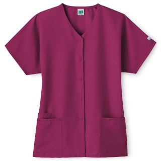 Fundamentals by White Swan Fundamentals Womens Snap Front Scrub Top, Wine