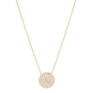 CZ by Kenneth Jay Lane Gold Tone Pavé Disk Pendant, Womens