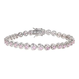 Bridge Jewelry Pink Cubic Zirconia Heart Tennis Bracelet