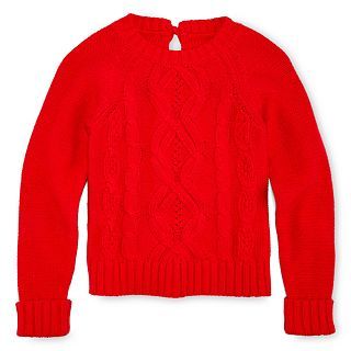 ARIZONA Cable Knit Sweater   Girls 6 16 and Plus, Red, Girls