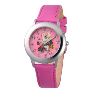 Disney Tinker Bell Pink Leather Strap Watch, Girls
