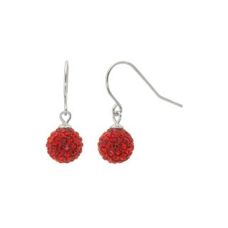 Bridge Jewelry Sterling Silver Red Crystal Ball Drop Earrings