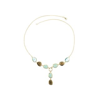 ATHRA 14K Gold Plated Aqua & Smoky Resin Y Necklace, Womens
