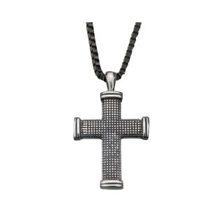 Inox Jewelry Mens Textured Stainless Steel Cross Pendant, White